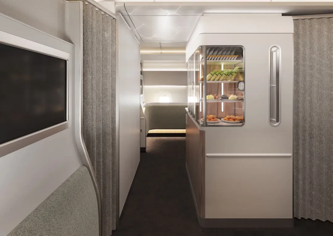 Qantas is promising to unveil a wellness zone on its long-haul flights, offering stretching space and healthy refreshments for all passengers. Photo / Qantas