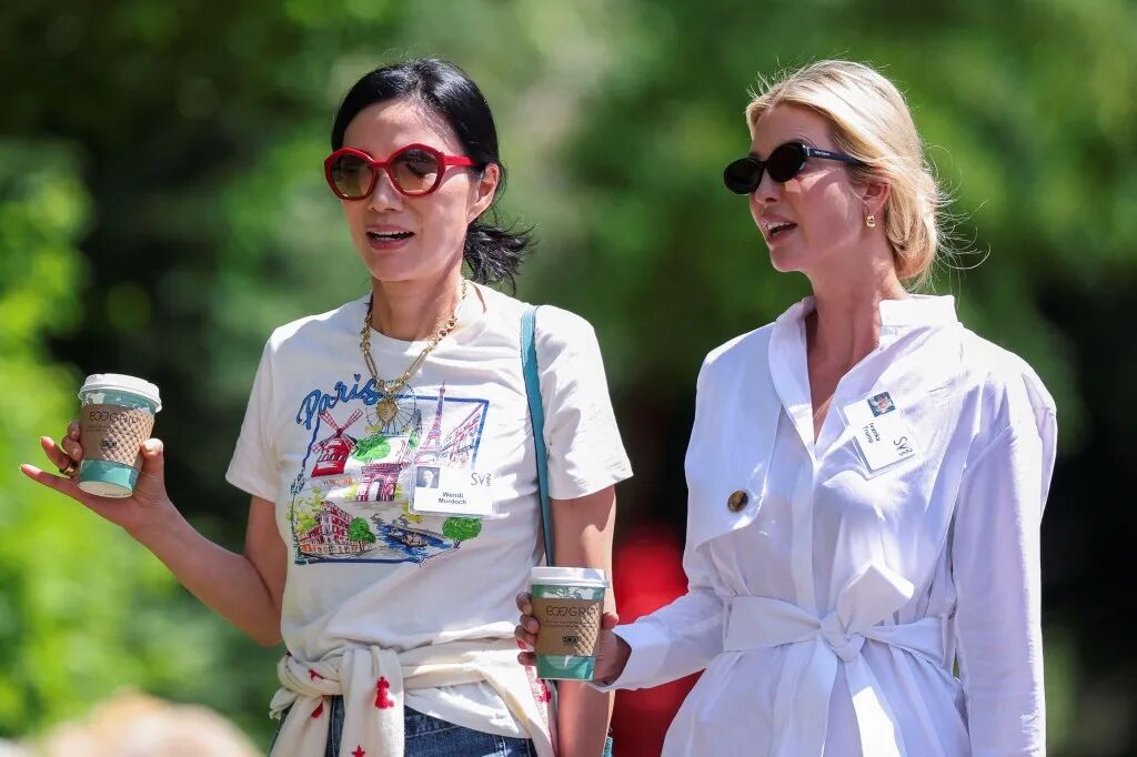 Ivanka Trump and Wendi Murdoch arrive at an event in Sun Valley, Idaho.