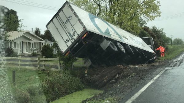 The overturned truck