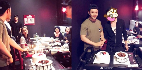 黄晓明带baby出席生日宴会 身材变肿显露幸福肥
