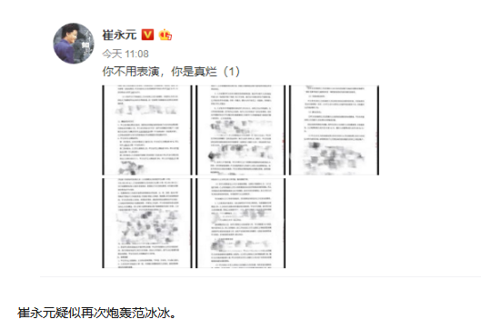 崔永元晒合同照疑似再度炮轰范冰冰：你是真的烂