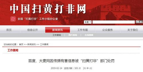 因传播淫秽有害信息，百度、大麦网被扫黄打非部门处罚