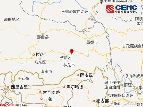 西藏林芝市发生6.9级地震 震源深度10千米