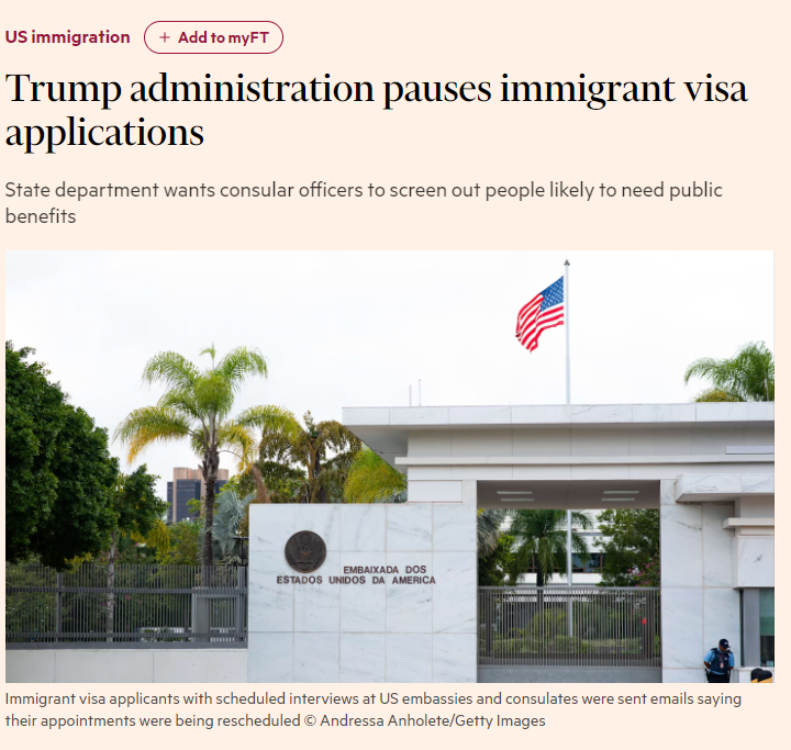 突然全球暂停!美国大面积取消“移民签证”面谈,涉及亲属、职业移民