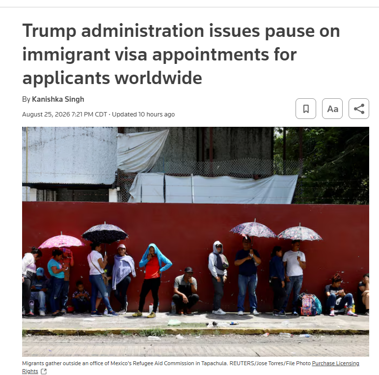 突然全球暂停!美国大面积取消“移民签证”面谈,涉及亲属、职业移民