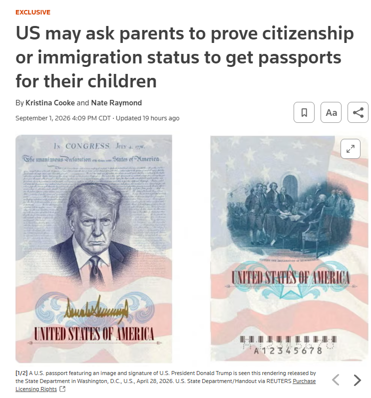 华人注意!美儿童办护照或迎重大变化,父母也要交公民或移民身份证明