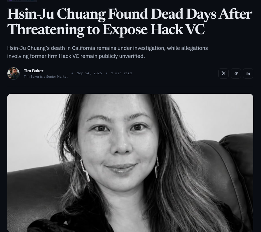 37岁华人女投资人在加州沙漠自杀,前一天控诉公司:带病工作14小时,辞职遭封杀威胁