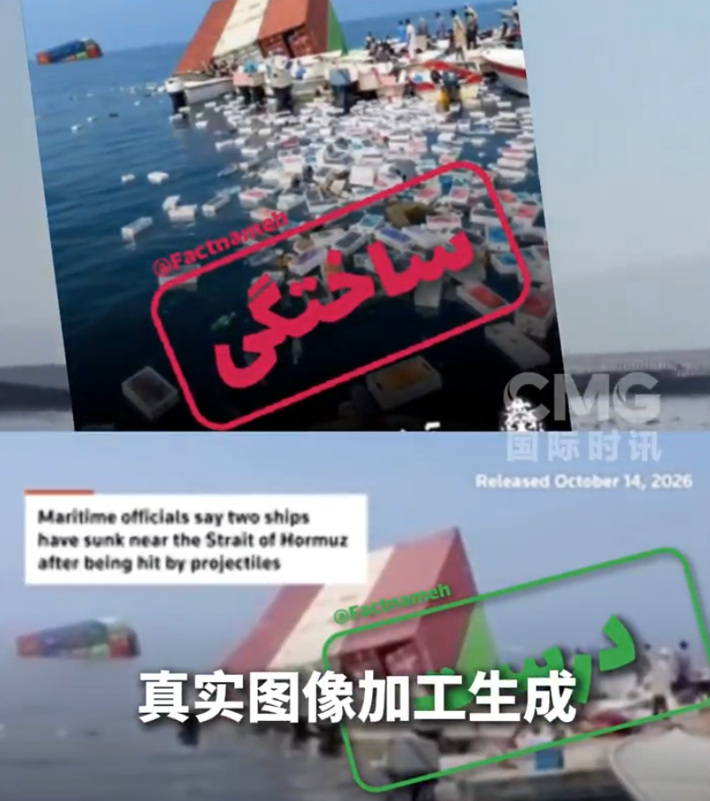 霍尔木兹海峡漂满iPhone是假的?伊朗方面核查称系用AI加工生成,目前沉没新加坡货轮并未公布完整货物清单