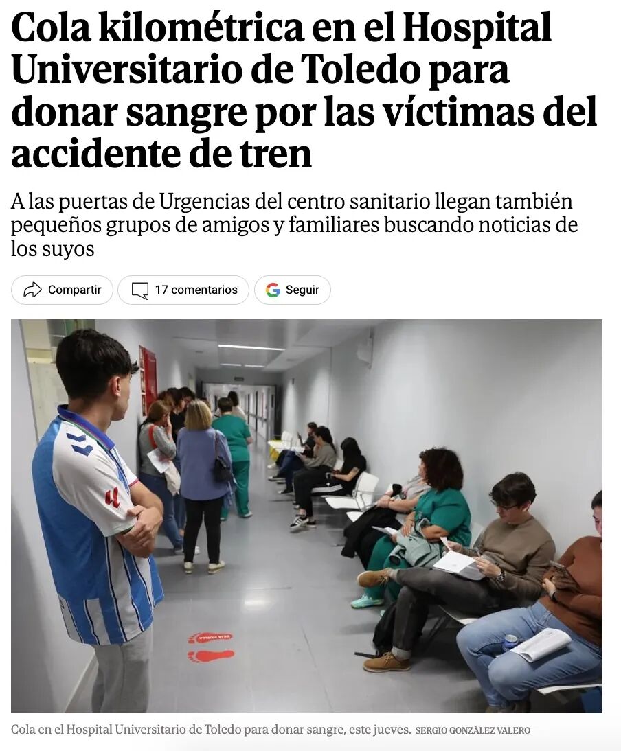68人死亡,疑似LZB系统故障,现场惨不忍睹,献血民众排长龙——西班牙列车追尾事故后