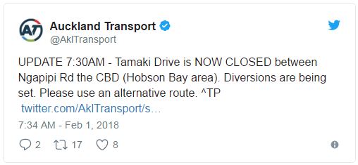 tamaki drive closed