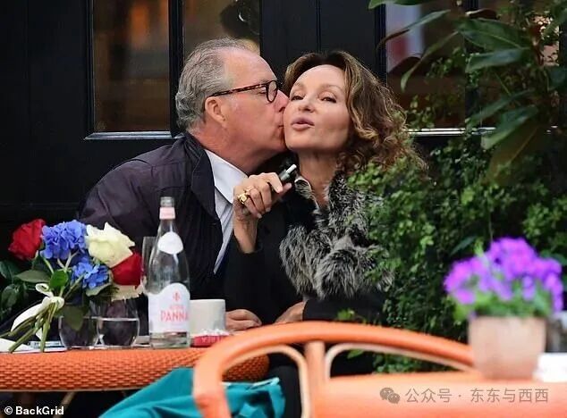 The second Earl of Snowdon, David Armstrong-Jones, giving his French girlfriend Isabelle de La Bruyere a passionate peck on the cheek