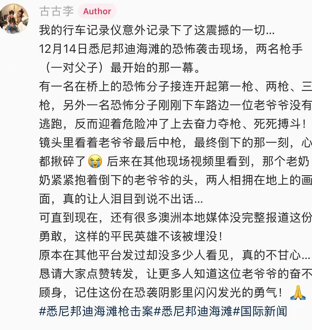 身份确认！老人奋起搏斗邦迪恐袭枪匪，终惨遭射杀！华人行车记录仪拍下震撼一幕（视频/组图） - 4
