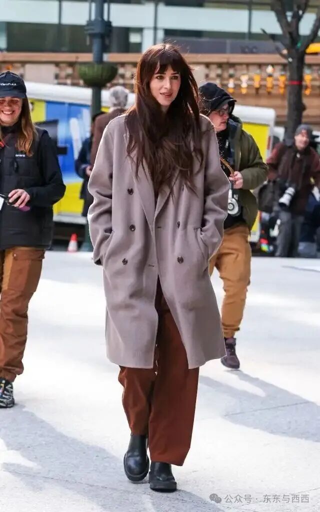 new york, ny march 12: dakota johnson is seen on the set of verity on march 12, 2025 in new york, new york. (photo by mega/gc images)