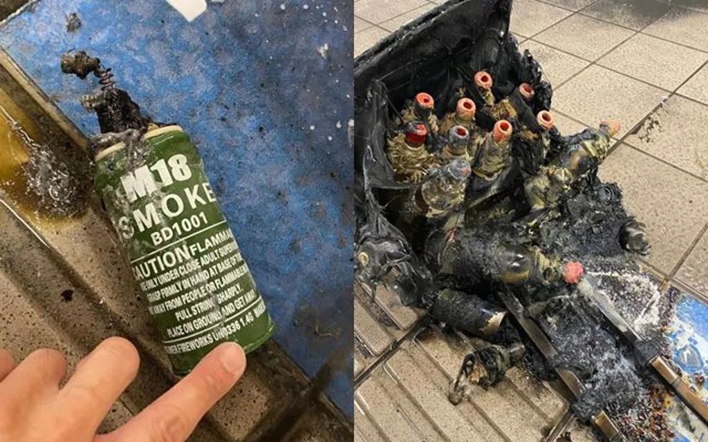 一名手法兇殘、裝備專業的歹徒,竟選在下班尖峰時間,於台北車站捷運板南線層及地下街,發動「煙霧彈」、「汽油彈」及「利刃」的連環恐怖攻擊。(圖/簡銘柱翻攝)