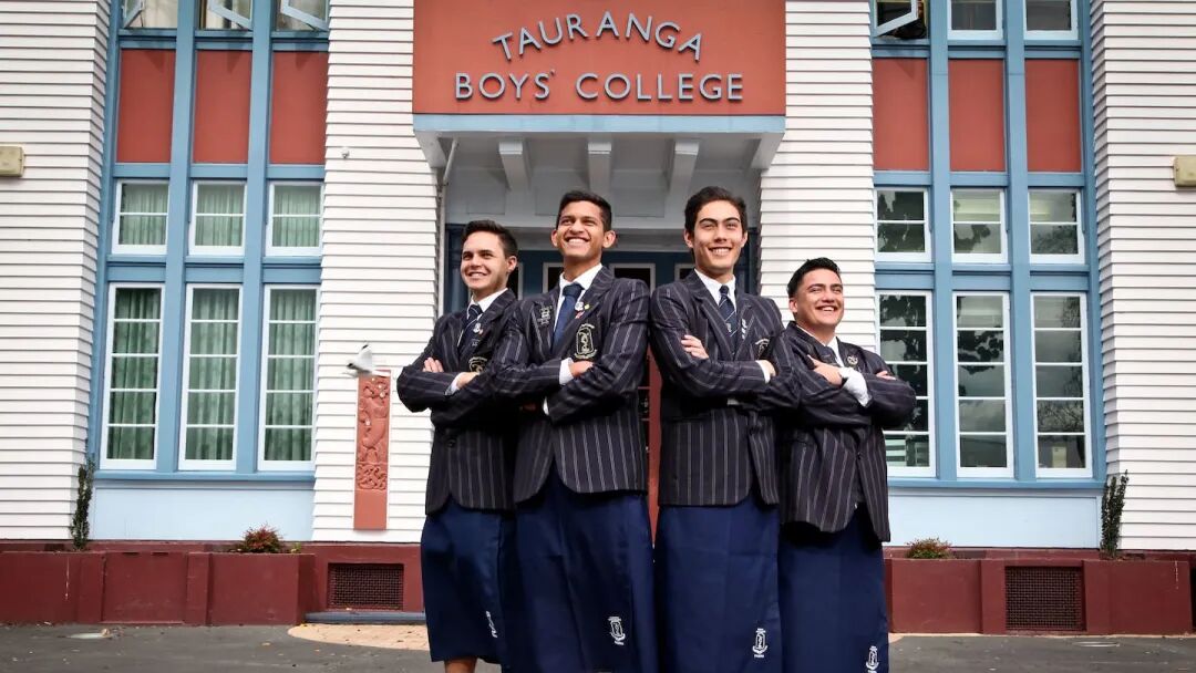 (Left to right) Wiremu Whare, Tanzeel Khan, Jackson Filipo and George Wheatley wanted the traditional clothing item included as part of their daily senior uniform. Photo/Andrew Warner.